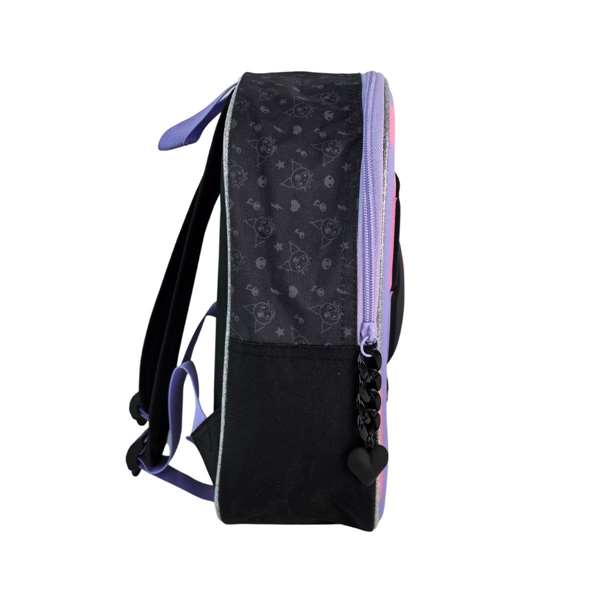 Toybags Mochila Sac à dos préscolaire 3D Kuromi avec poche latérale, intérieur entièrement doublé - 10 x 21 x 8 cm