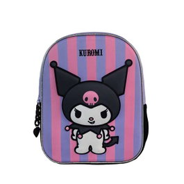 Toybags Mochila Sac à dos préscolaire 3D Kuromi avec poche latérale, intérieur entièrement doublé - 10 x 21 x 8 cm
