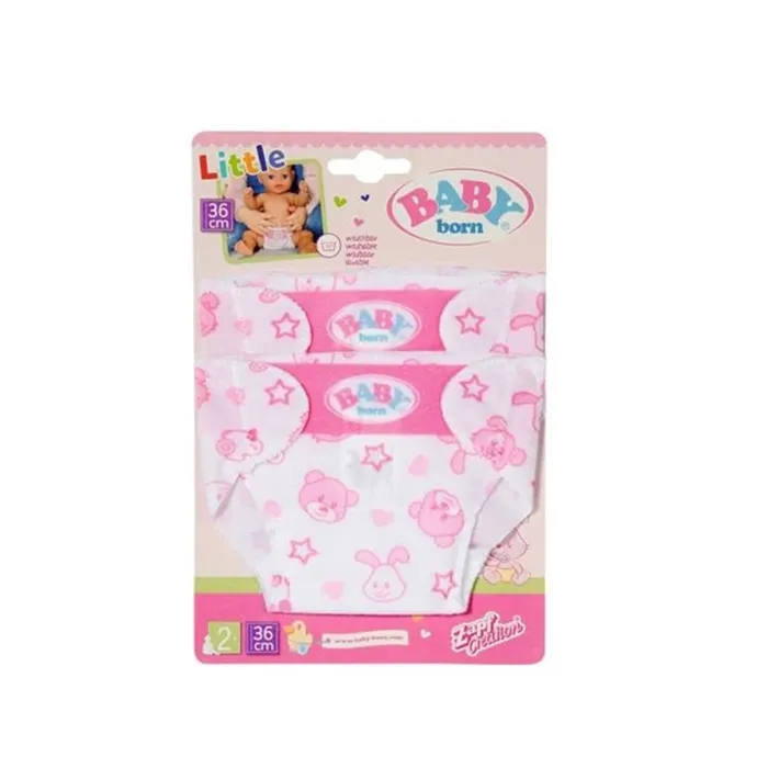 Zapf Creation Couches lavables BABY born - Fermeture Velcro - Motifs étoiles et cœurs - Lot de 2 - Pour poupon 36cm