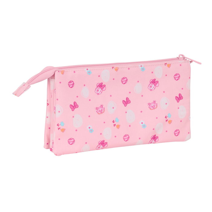 Trousse Fourre-Tout Triple Minnie Mouse Baby Rose 22 x 12 x 3 cm