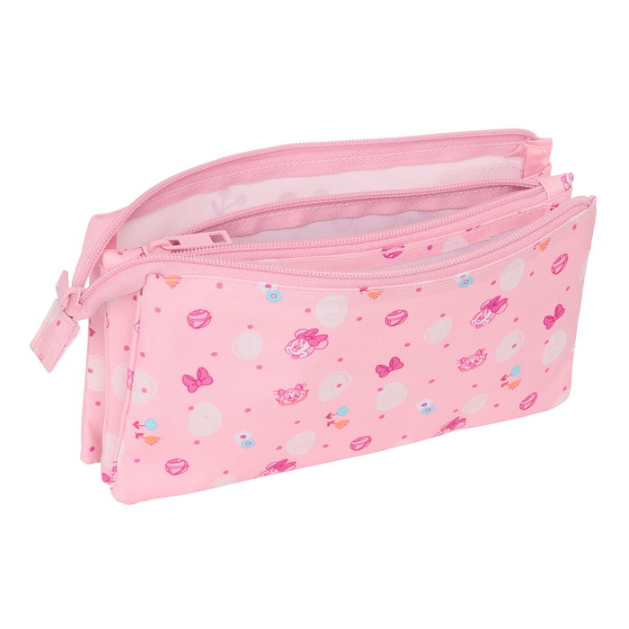 Trousse Fourre-Tout Triple Minnie Mouse Baby Rose 22 x 12 x 3 cm