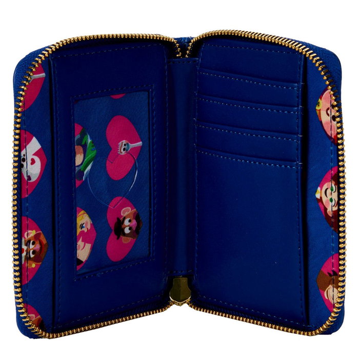 Loungefly Portefeuille Zip Around Disney Toy Story Woody avec Bo Peep, cuir végétalien, 5x4 pouces