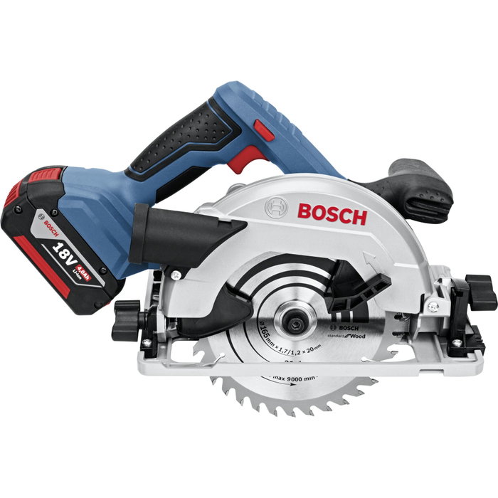 Bosch Professional GKS 18V-57 G Scie circulaire sans fil avec 2 batteries 4,0 Ah, chargeur GAL 18V-40 et L-BOXX