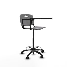 Tabouret Taburete Robledo Pivotant Chlorure de polyvinyle Gris clair Structure polyamide noire Non applicable Sans appui-tête Roulettes pour moquette