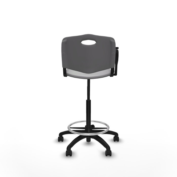 Tabouret Taburete Robledo Pivotant Chlorure de polyvinyle Gris clair Structure polyamide noire Non applicable Sans appui-tête Roulettes pour moquette