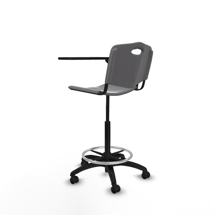 Tabouret Taburete Robledo Pivotant Chlorure de polyvinyle Gris clair Structure polyamide noire Non applicable Sans appui-tête Roulettes pour moquette