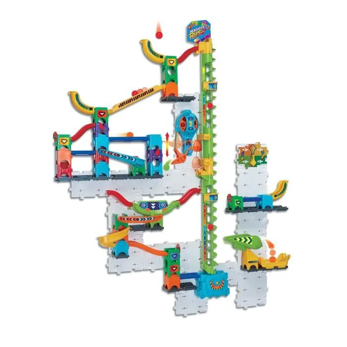 VTech Marble Rush Ultimate Vertical Run V100E Circuit de billes à monter, 75 pièces et 6 billes, multicolore, langue française, jeu de construction 4 ans et plus VTech Marble Rush Ultimate Vertical Run V100E Circuit de billes à monter, 75 pièces et 6 billes, multicolore, langue française, jeu de construction 4 ans et plus