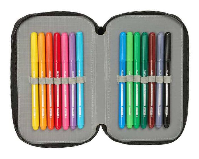 SAFTA Plumier Triple 37 Pièces Minecraft avec 12,5x19,5x5,5 cm pour Enfants dès 36 Mois