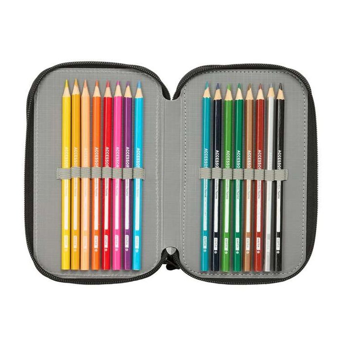 Safta Trousse à crayons triple Minecraft 37 Pièces Noir