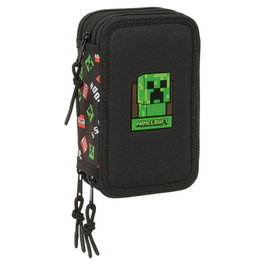 Safta Trousse à crayons triple Minecraft 37 Pièces Noir