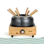 Livoo DOC287 - Appareil à fondue électrique 800W 2L pour 8 personnes avec thermostat ajustable et caquelon antiadhésif sans PFAS - Support bambou inclus