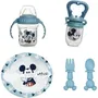 Thermobaby Pack Repas 1er Âge Mickey - Grignoteuse, Bol avec Cuillère, Tasse à Poignée et Set de 2 Couverts pour Bébé