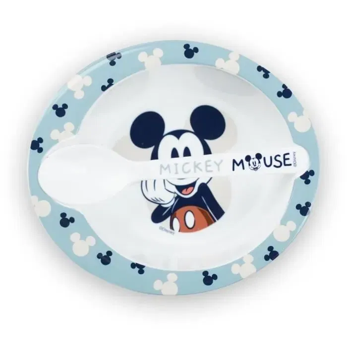Thermobaby Pack Repas 1er Âge Mickey - Grignoteuse, Bol avec Cuillère, Tasse à Poignée et Set de 2 Couverts pour Bébé