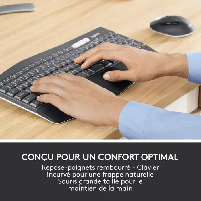 Logitech MK850 Performance - Ensemble clavier et souris sans fil AZERTY noir - Clavier ergonomique avec repose-poignets Logitech MK850 Performance - Ensemble clavier et souris sans fil AZERTY noir - Clavier ergonomique avec repose-poignets