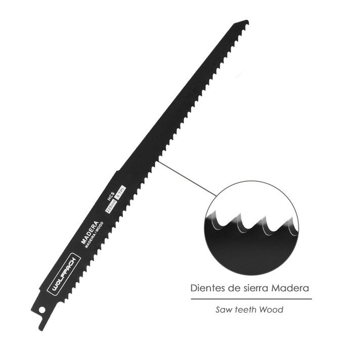 WOLFPACK LINEA PROFESIONAL Lames de scie sabre pour bois 228mm 6T - 5 pièces