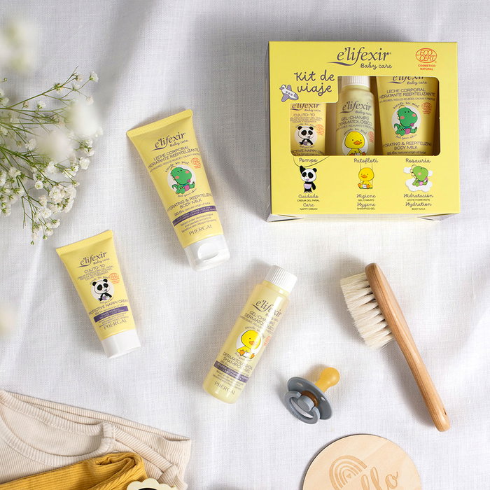E'Lifexir Trousse de Voyage Bébé 3 Pièces - Soins Hypoallergéniques 99% Naturels pour Peaux Délicates