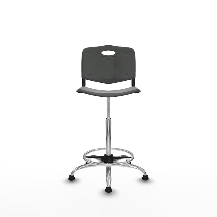 Tabouret Taburete Robledo Pivotant Chlorure de polyvinyle Gris foncé Structure chromée Sans accoudoirs Sans appui-tête Patins de chaises