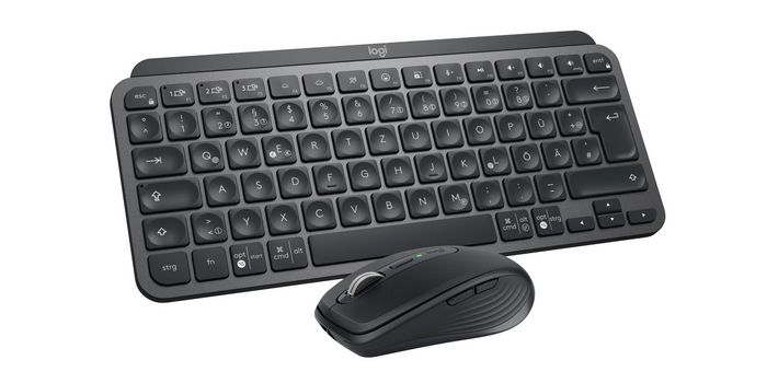 Logitech MX Keys Mini Clavier Sans Fil Compact pour Professionnels avec Souris - Layout Allemand (AZERTY), Bluetooth, Logi Bolt, Rétroéclairage, Rechargeable