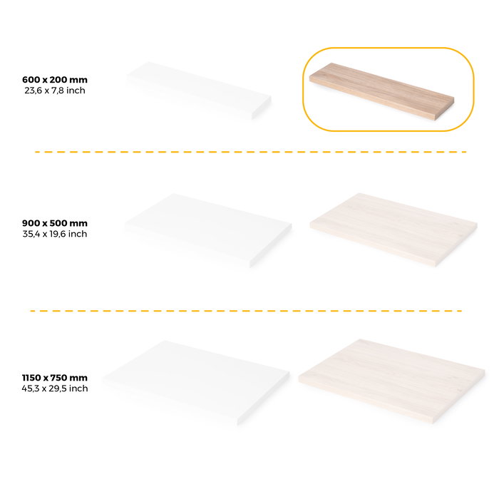 Emuca Plateaux pour étagères, 600x200, Finition chêne, Bois