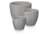 Ibergarden Lot de 3 Pots Bombés 14 17 22 cm Gris Mat - Fait main en argile