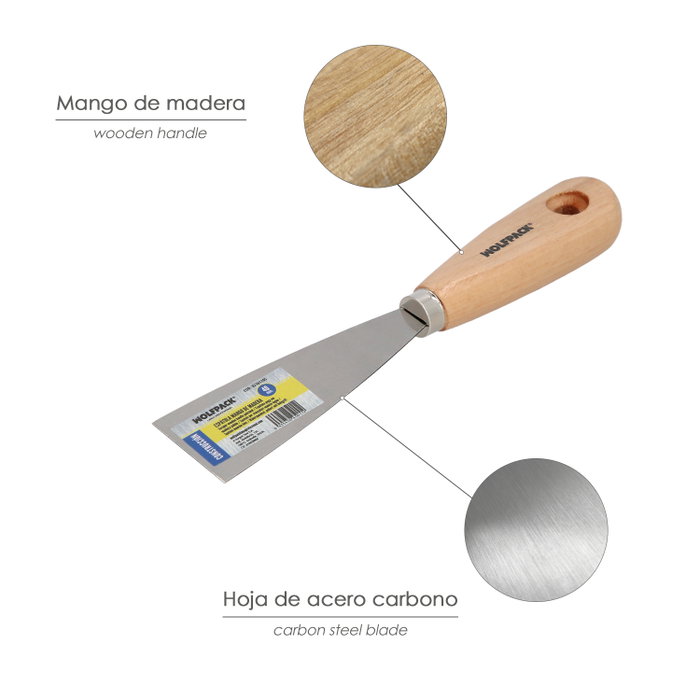 WOLFPACK LINEA PROFESIONAL Spatule avec manche en bois et lame de 40 mm