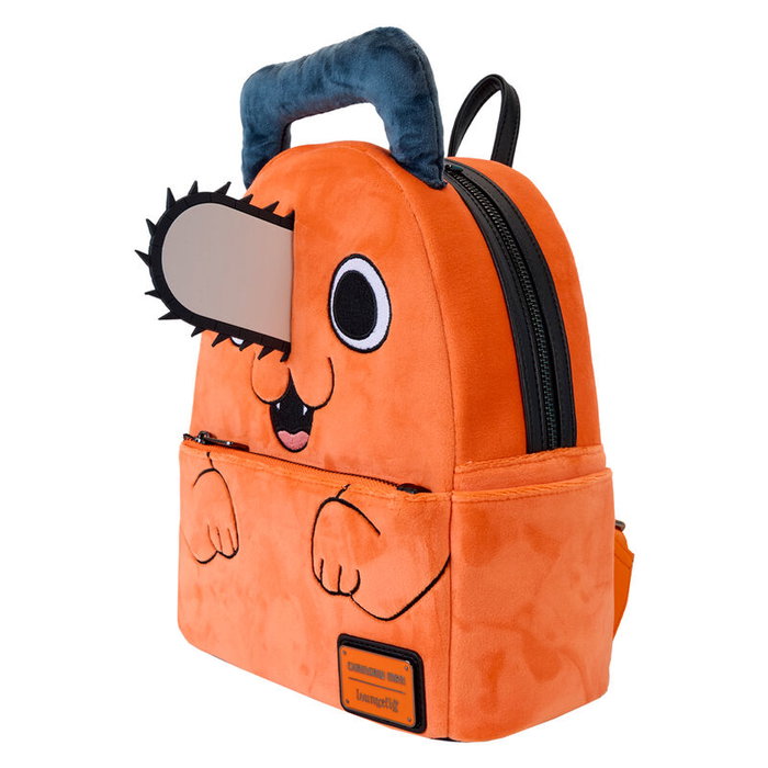 LOUNGEFLY Mochila Pochita Chainsaw Man - 26 cm, sac à dos en similicuir, bretelles réglables, multiples poches et compartiments