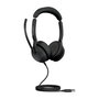 Jabra Evolve2 50 - Casque professionnel filaire avec micro à réduction de bruit, Bluetooth, réduction de bruit active (ANC) et technologie Jabra Air Comfort pour un confort maximal