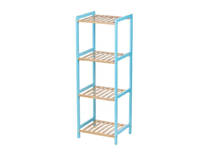 Berilo Étagère Carrée 4 Niveaux en Bambou Bleu Beryl 35 x 100 x 30 cm