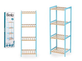Berilo Étagère Carrée 4 Niveaux en Bambou Bleu Beryl 35 x 100 x 30 cm