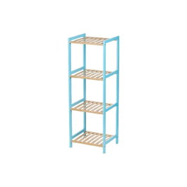 BERILO Étagère Carrée 4 Étagères Bambou Bleu