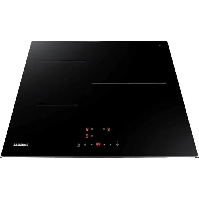 Samsung NZ63T3706A1/UR - Table de cuisson à induction - 3 foyers - Largeur 59 cm - Zone de 28 cm - Commandes sensitives - Booster - Sécurité enfant