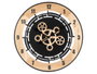 Giftdecor Horloge Murale Engrenage Bois 60x60 cm Marron et Noir (Set de 4)