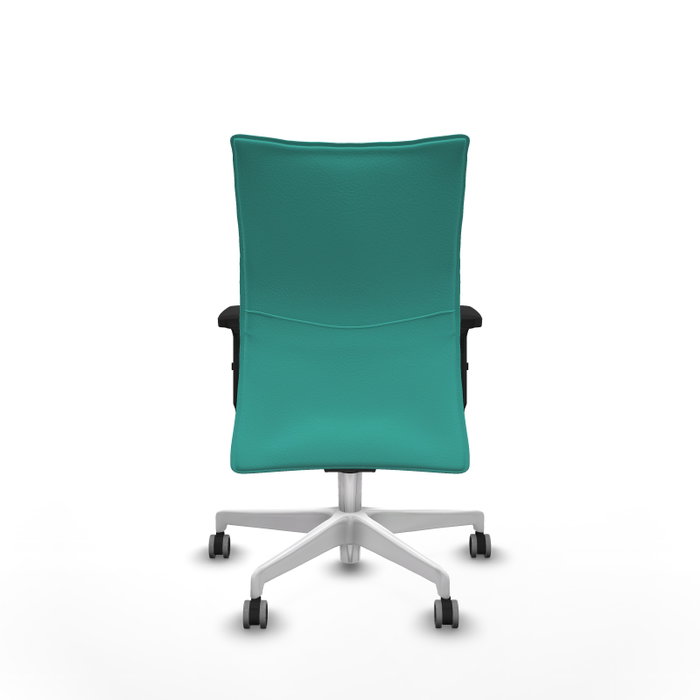 Piqueras Y Crespo Chaise de bureau Albacete confidente, Similicuir Turquoise, Base Blanche