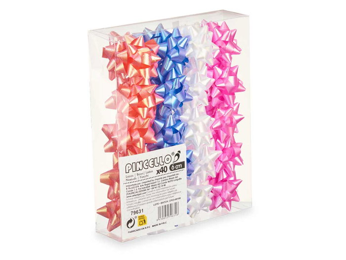 Pincello 40 Nœuds Pastels Brille PVC 6 cm Lot Deco (Set de 12) Pincello 40 Nœuds Pastels Brille PVC 6 cm Lot Deco (Set de 12)