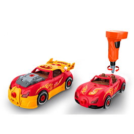 Tachan - Coche de Construction 2 modèles en 1 - Rouge - Kit Tuning avec Destornillateur Manuel et Électrique - Jouet pour Enfants +3 ans