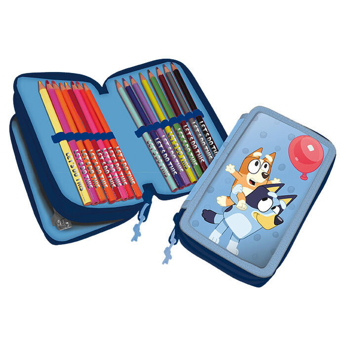 KIDS LICENSING Plumier Bluey Double - Trousse scolaire - Dimensions: 12,5 x 19,5 x 4,6 cm