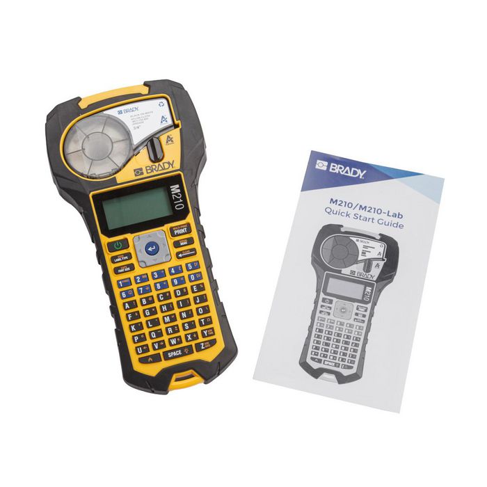 Brady M210 - Imprimante d'étiquettes portable industrielle résistante aux environnements extrêmes - Carton pack avec cartouche M21-750-499 - Fonctions de pré-découpe et ergonomiques