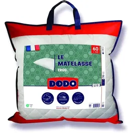 Dodo Oreiller Ergonomique Le Matelassé Blanc 60x60 cm - Soutien Ferme Cervicales - Taie Déhoussable