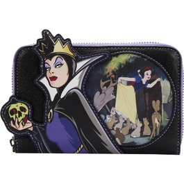 Loungefly Portefeuille Disney Princesses et Méchants - Reine Maléfique et Blanche-Neige - Cuir Vegan avec Fermeture Zippée - 15 x 10 cm