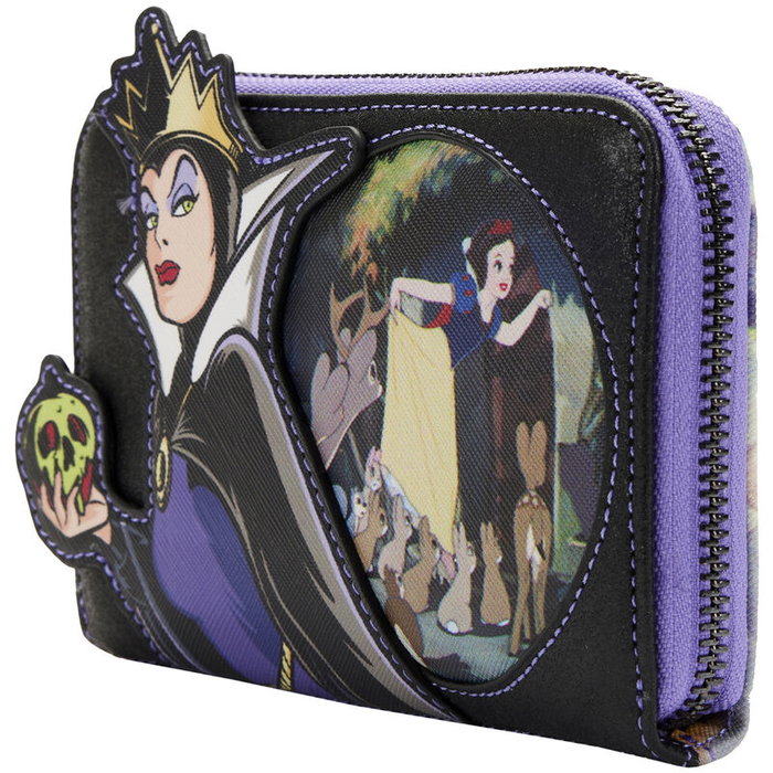 Loungefly Portefeuille Disney Princesses et Méchants - Reine Maléfique et Blanche-Neige - Cuir Vegan avec Fermeture Zippée - 15 x 10 cm