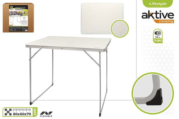 Color Baby - Table de plage pliable 80 x 60 x 70 cm avec plateau MDF et pieds acier, pour enfant à partir de 3 ans
