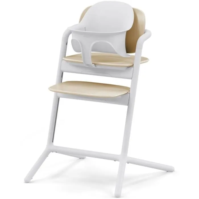 Cybex Chaise Haute Évolutive Lemo 2 Pack 3 en 1 - Blanc/Bois - Assise et Repose-Pieds Réglables Hauteur/Profondeur - Set Bébé Inclus - Compatible Transat et Tour d'Observation