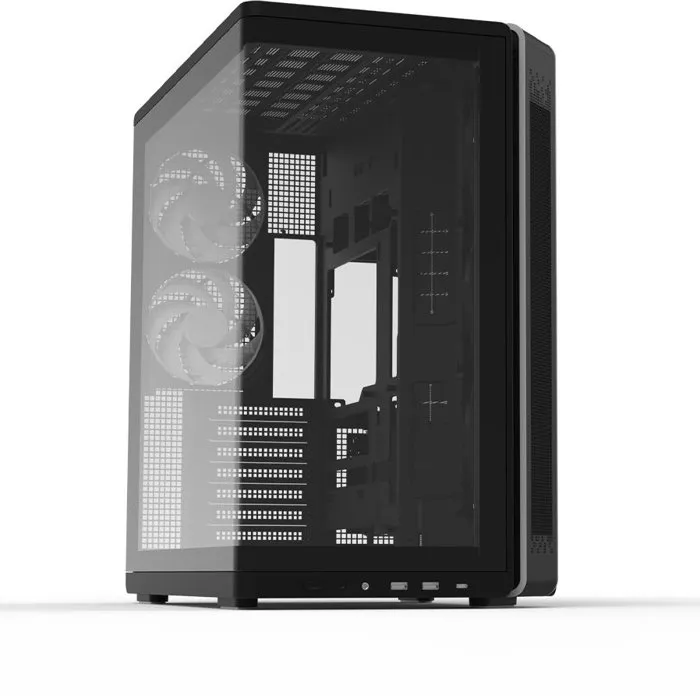 Zalman P60BK - Boîtier PC moyen tour ATX noir avec verre trempé incurvé, ventilateurs ARGB, USB 3.0 et Type-C