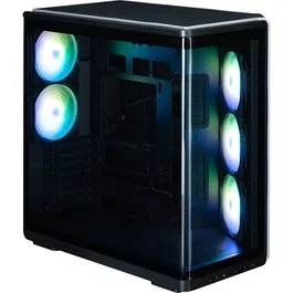 Zalman P60BK - Boîtier PC moyen tour ATX noir avec verre trempé incurvé, ventilateurs ARGB, USB 3.0 et Type-C