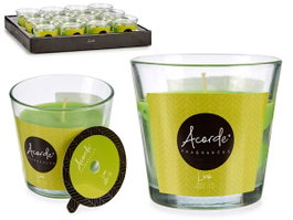 Acorde Bougie en Verre Lirio 28H, Vert, 8,5x8,5x8 cm, 120g (Set de 12)