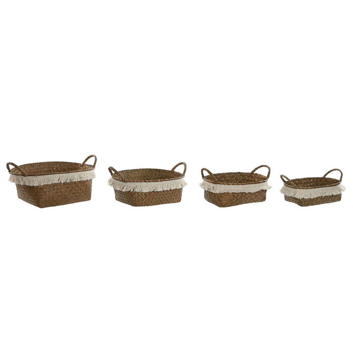 Set de basket Home ESPRIT Fibre naturelle Boho Usé 33 x 25 x 15 cm
