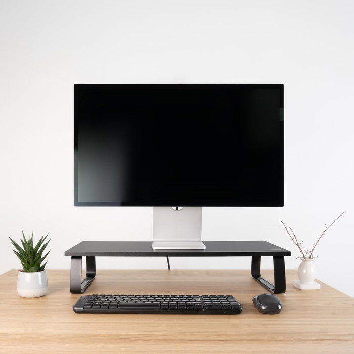 TooQ Support Élévateur en Bois pour Moniteur, 20 kg, Noir - Design Ergo