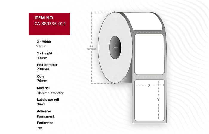 Capture Étiquettes Polyester Transfert Thermique 51 x 13 mm, 10 Rouleaux Capture Étiquettes Polyester Transfert Thermique 51 x 13 mm, 10 Rouleaux
