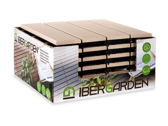 Ibergarden Baldosa Composite Beige 30x2,6x30 cm WPC (Set de 6)