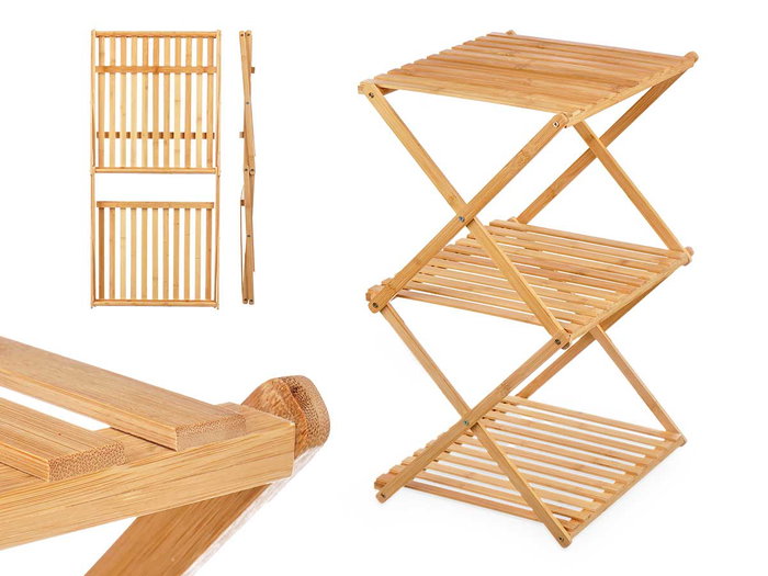 GIFTDECOR Étagère en bambou 3 étagères pliable 40x62x33 cm (Set de 4) GIFTDECOR Étagère en bambou 3 étagères pliable 40x62x33 cm (Set de 4)